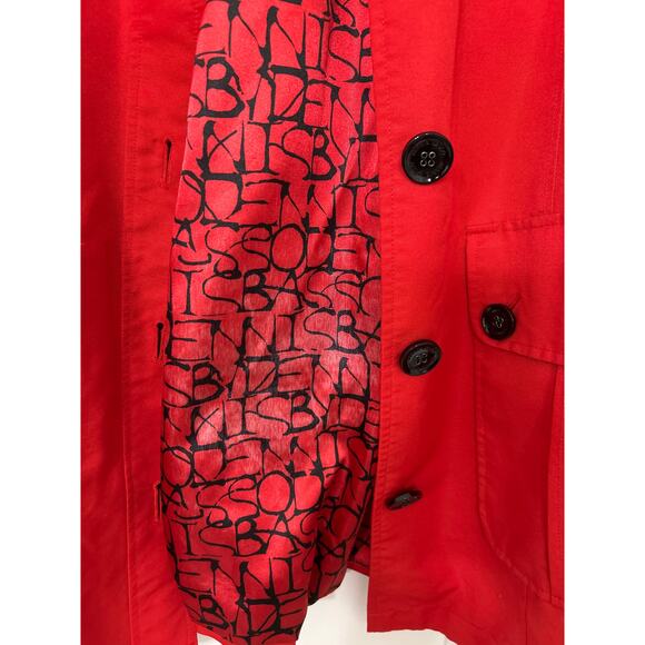 Dennis Basso Red Water Resistant Medium Length Rain Coat Size Small - Picture 10 of 13